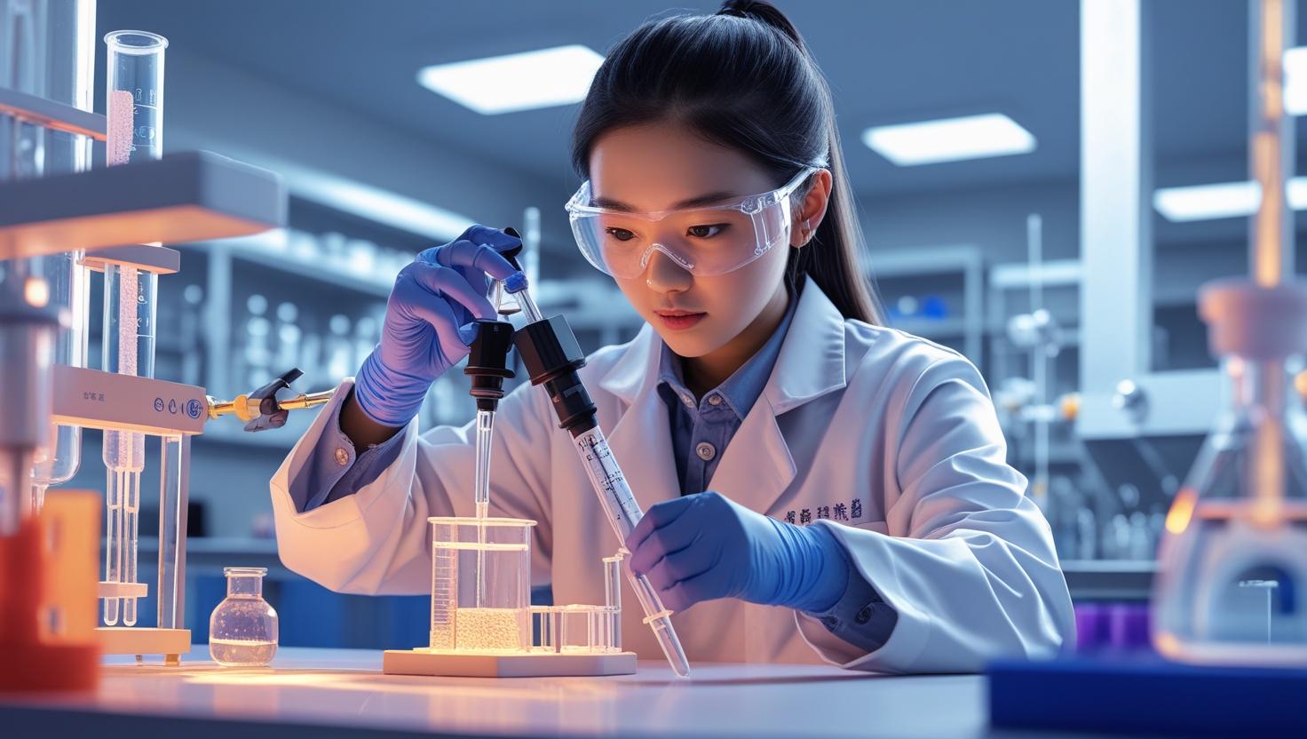 create an image of student doing molecular lab work